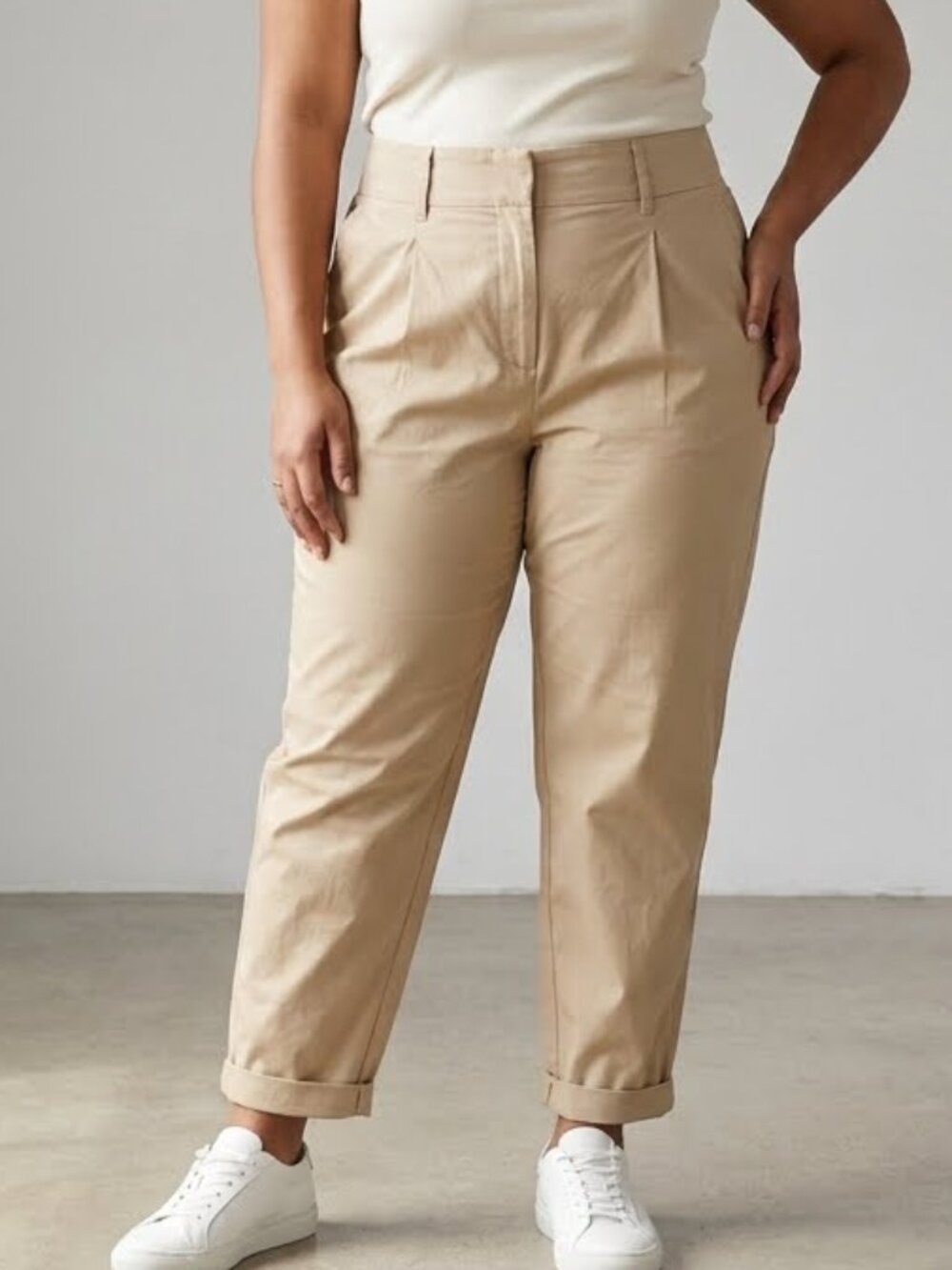 Love & Legend High Waist Pleated Tapered Ankle Pants Beige Size 18